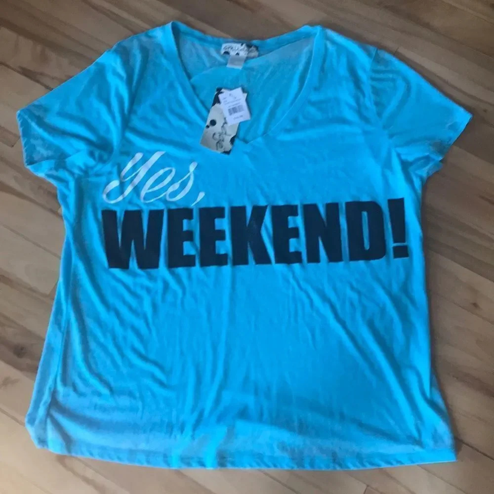 Smudge turquoise “weekend” short sleeve T, NWT, 1X